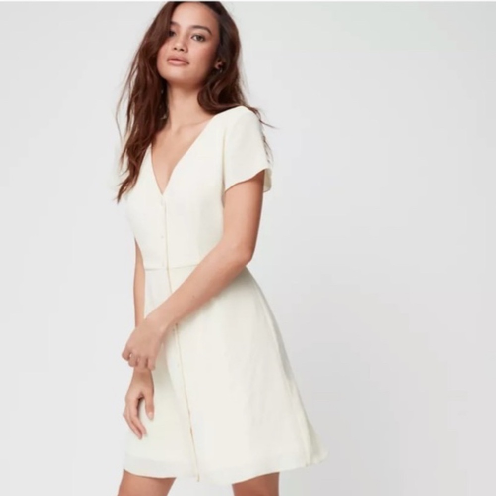 Aritzia Cream Short Sleeve Mini Dress